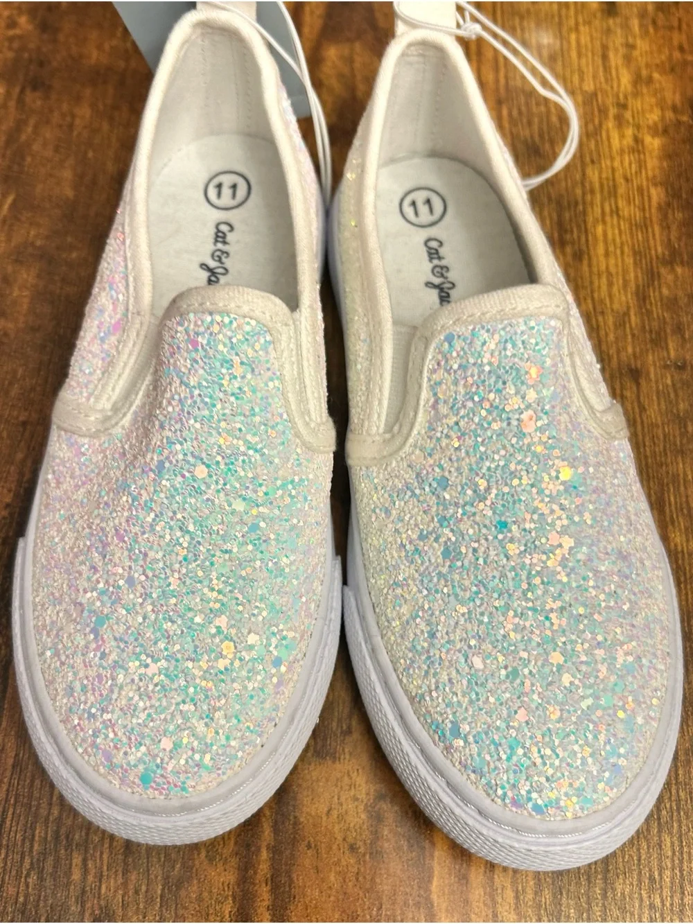 Toddler Madigan Slip-on Glitter Sneakers - Cat & Jack™ White Size 11T FLAWED